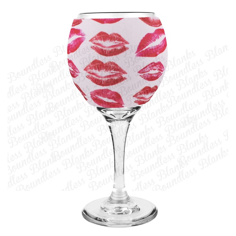 Red Lips Wine Glass Sleeve l Custom Cozy l HTV Vinyl Blanks l Etsy