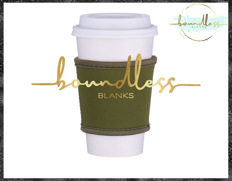 Olive Green Camo Neoprene Coffee Sleeve HolderCooler Perfect for HTV Personalization Vinyl Blanks