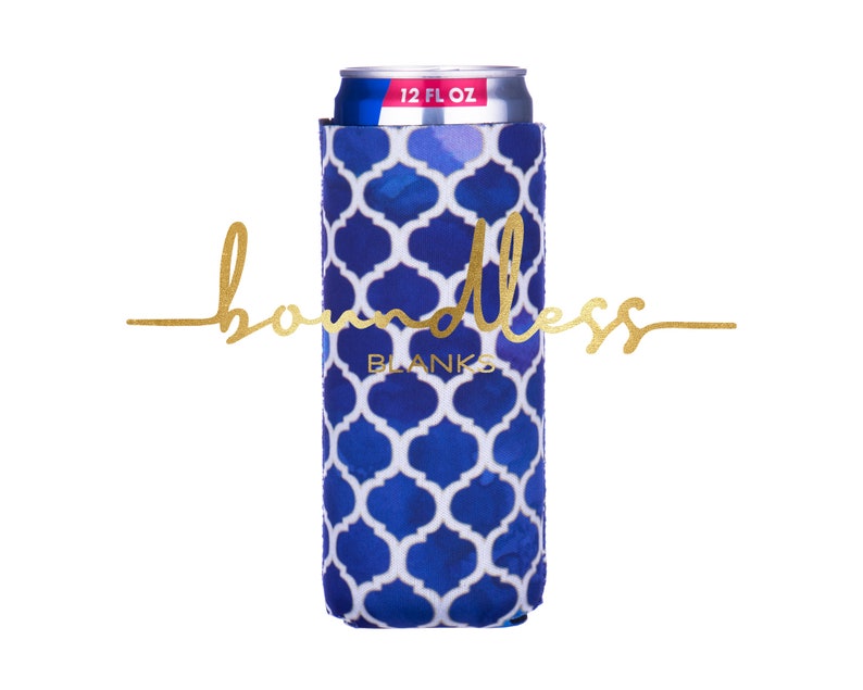 Navy Quatrefoil Slim Can Cooler l Slim Huggers l Personalized Slim Can l Hard Seltzer l 12 oz 16 oz l Tall Can Cozy lSkinny Coolie