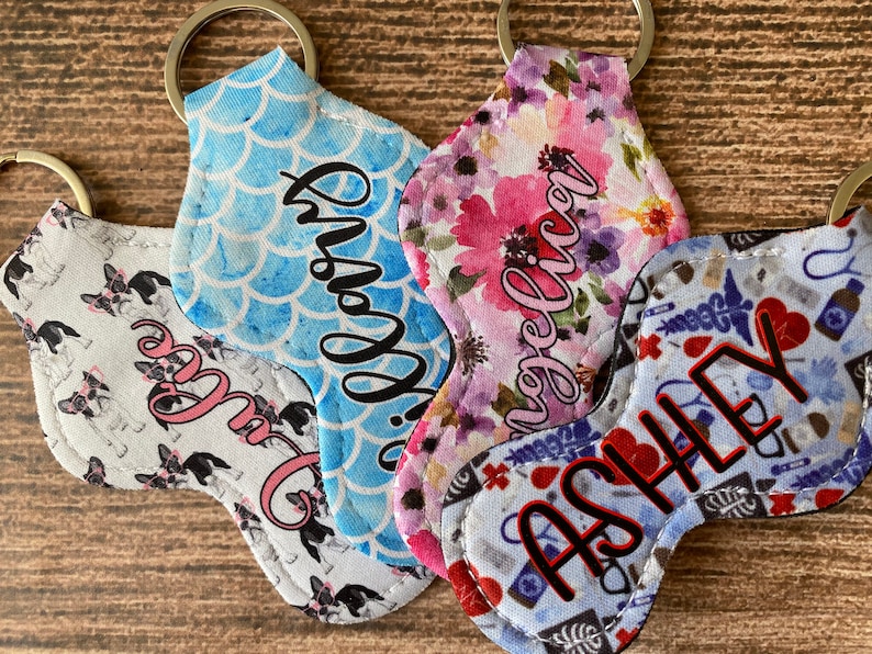 Aqua Pink Kitty Cat Chapstick Holder l lip balm holder l Party Favor l Team Gift l Personalized Key Ring l Cozy