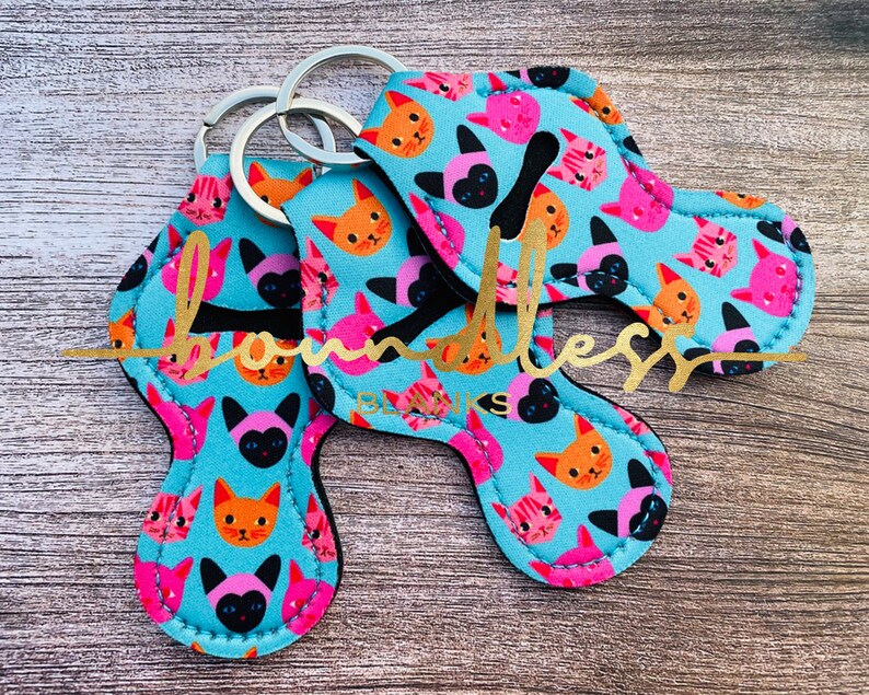 Aqua Pink Kitty Cat Chapstick Holder l lip balm holder l Party Favor l Team Gift l Personalized Key Ring l Cozy