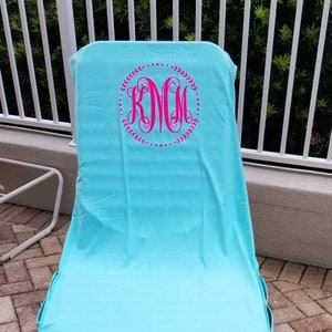 Monogrammed Beach Chair Cover: Microfiber Pool Lounge Saver