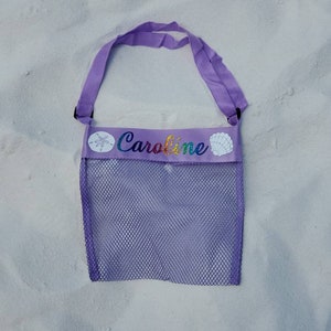 Seashell Bag; Beach Bag; Personalized Bag; Seashell Collecting; Beach Tote Bag; Kids Beach Bag; Mesh Beach Bag; Sea Shell Bag; Mesh