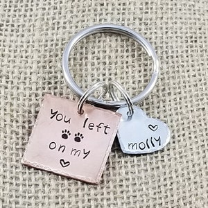 Hand Stamped Pet Remembrance Keychain: Loss of Dog Memorial