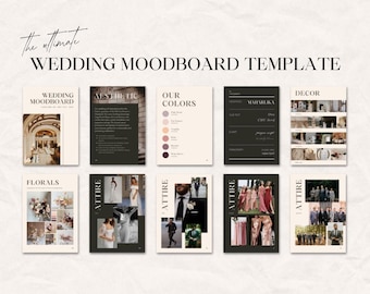 Wedding Mood Board Template | Digital Wedding Lookbook Guide | Wedding Vision Board Template | Wedding Planner Tool, Editable Canva Template