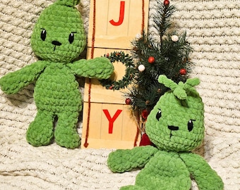 Crochet Green Christmas Stuffie | Handmade Holiday Mean One Plush