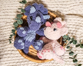 Crochet Triceratops Plush | Handmade Dinosaur Stuffie