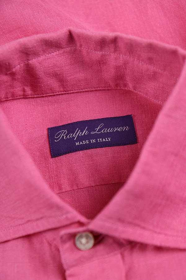 Ralph Lauren Paars Label Roze Linnen Shirt Small Kleding Gender-neutrale kleding volwassenen Tops & T-shirts Oxfords 