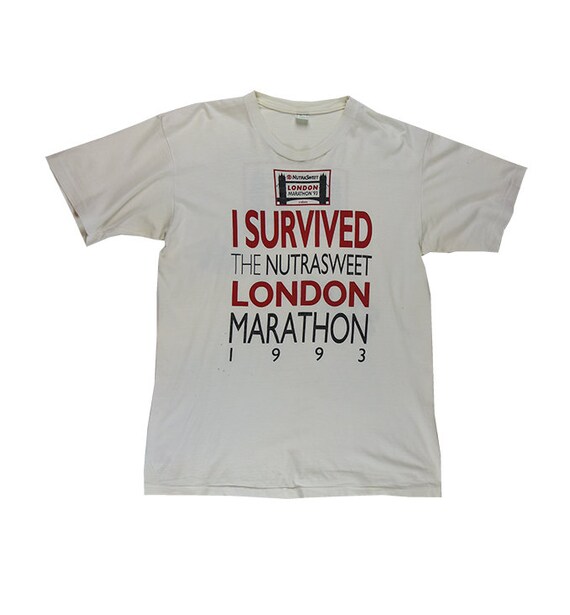 Vintage 1993 London Marathon White Print T Shirt Large Etsy
