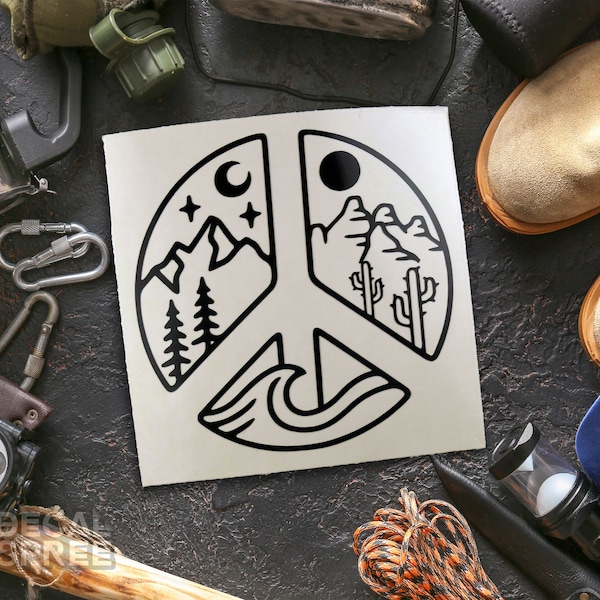 Elemental Peace Vinyl Decal | Mountain, Ocean, Desert
