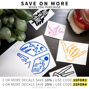 DECAL [Shaka Bones] Vinyl Decal for Car and Truck Window Decal | Hang Loose Decal | Shaka Decals | Laptop Decal | Water Bottle Decal image 3