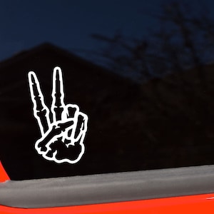 DECAL [Peace Skull Fingers] Vinyl Decal | Tattoo Decal | Skull Decal | Car Window Decal | Laptop Decal | Water Bottle Decal | Car Decal bild 1