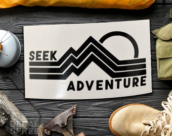 DECAL [Seek Adventure] Vinyl Decal | Hiking Decal | Mountain Decal | Car Window Decal | Laptop Decal | Water Bottle Decal | Adventure Decal