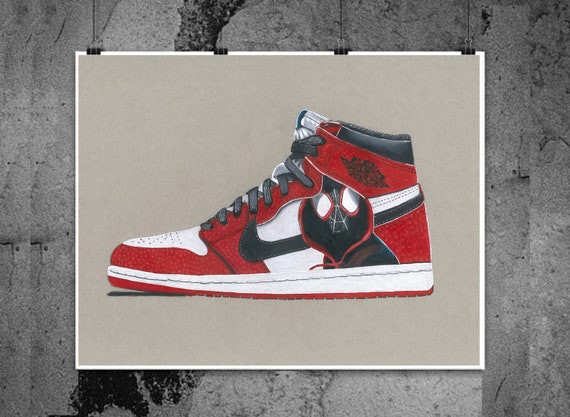 Nike Air Jordan Miles Morales Impresiones ilustradas | Etsy