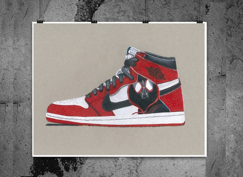 Nike Air Jordan Miles Morales Illustrated Prints Etsy