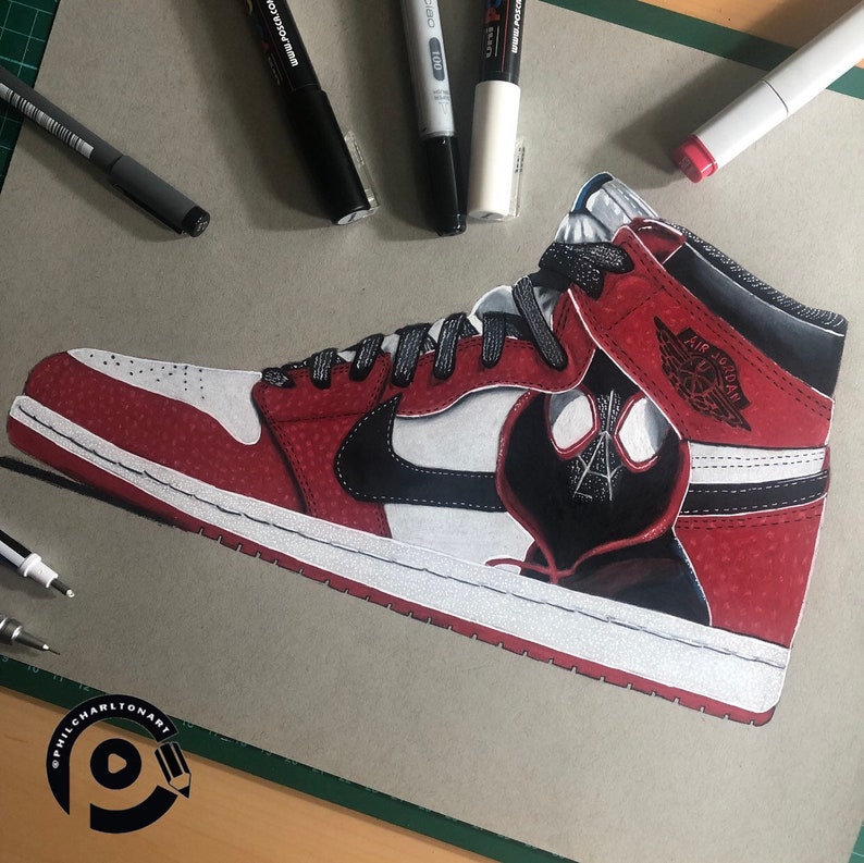 Nike Air Jordan Miles Morales Illustrated Prints Etsy