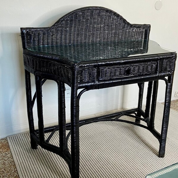 Rattan Makeup Vanity Etsy