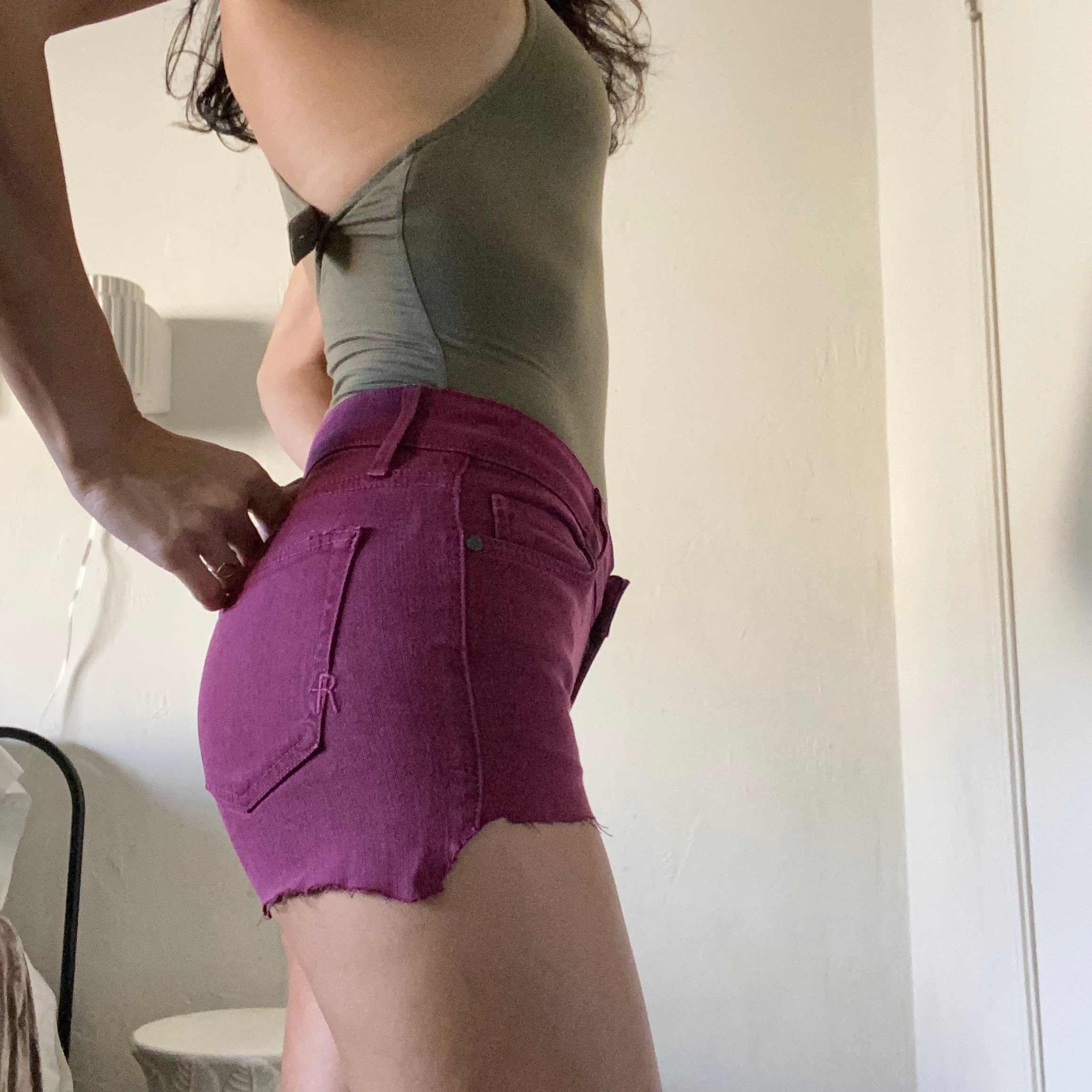 Burgundy Jean Shorts Etsy