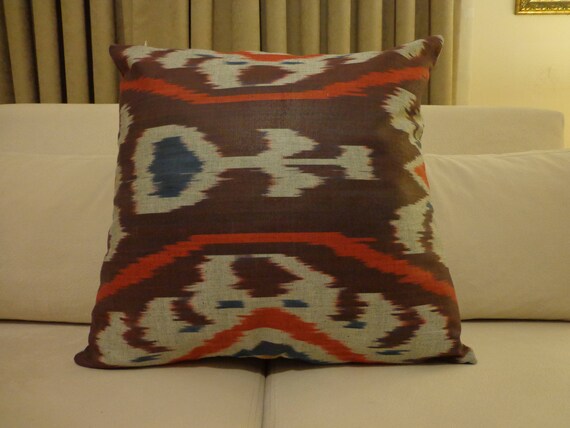 Brown Ikat Pillowssquare Pillowsgray Ikat Pillowssquare Etsy