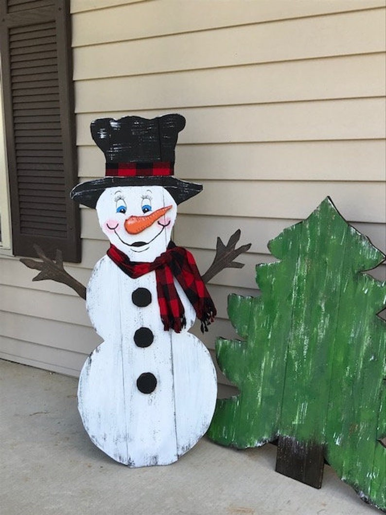 Large Rustic Snowman Front Porch Snowman Rustic Snowman Etsy