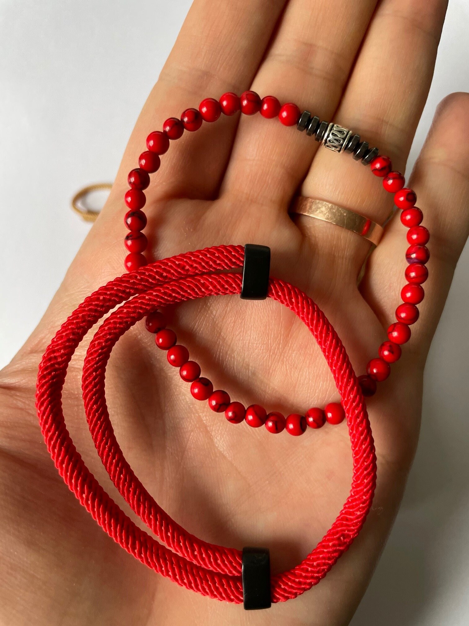 RED SET Bracelet combination set Summer fashion beads chord Etsy