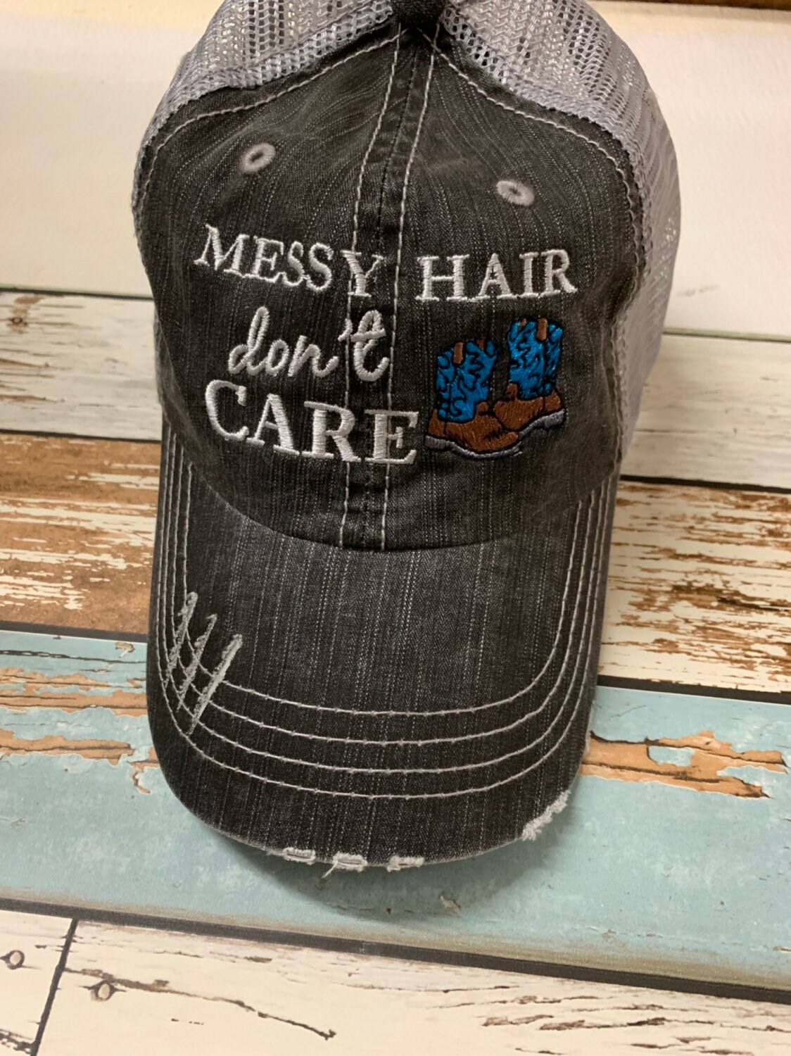 Messy Hair Don't Care With Boots Hat - Etsy