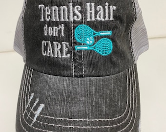 Tennis Hair Don't Care With Rackets Hat