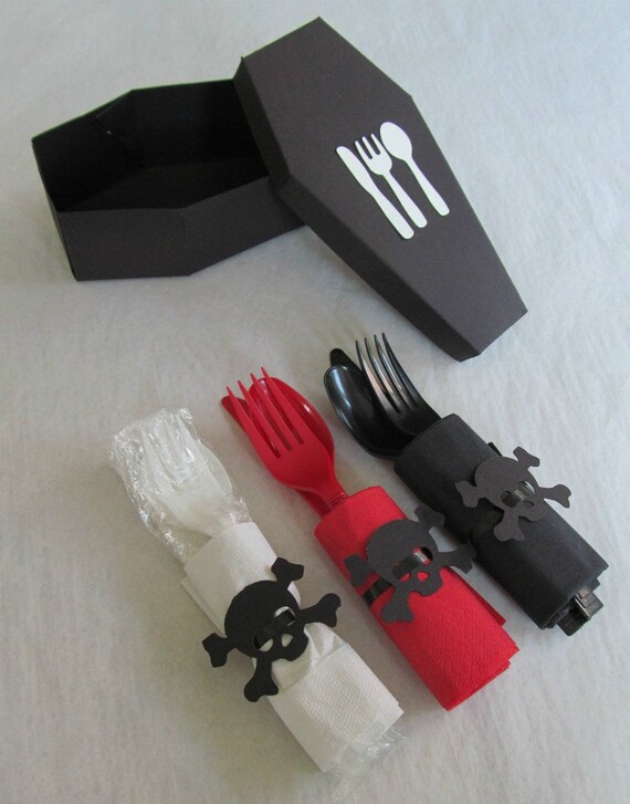 Coffin Casket party favor box CONTAINS CUTLERY Halloween Etsy