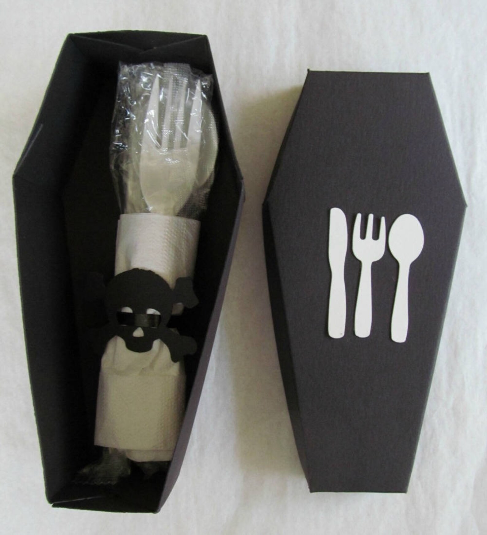 Coffin Casket party favor box CONTAINS CUTLERY Halloween Etsy