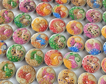 Set of 100 Handpainted tealight candles, paisley colorful candle Diwali gift, diyas henna Tealights