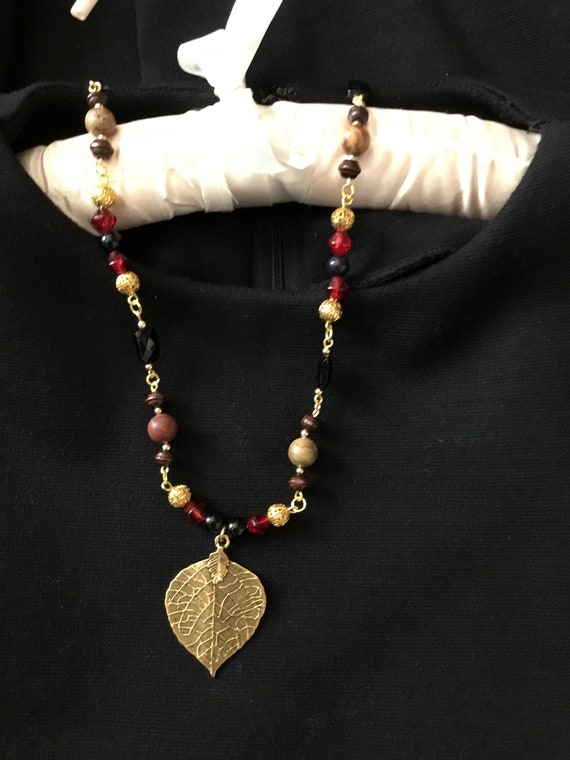 Beaded Pendant Necklaces Gold Leaf - Bead Pendant Necklace Gold