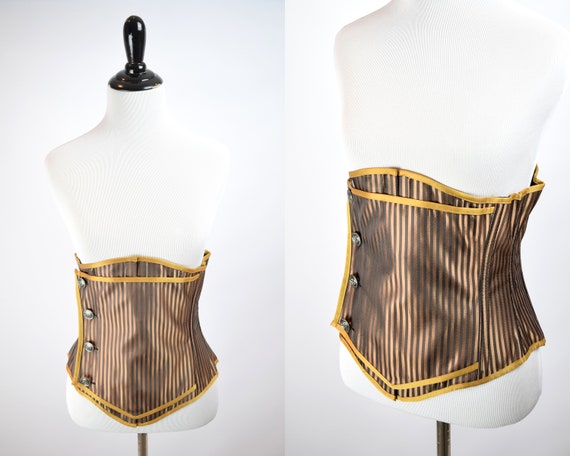 Antique Style Striped Corset // Steampunk Underbus