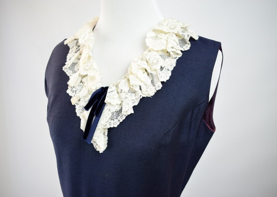 1950s Lace Collar Dress // 50s Sleeveless Day Dre… - image 7