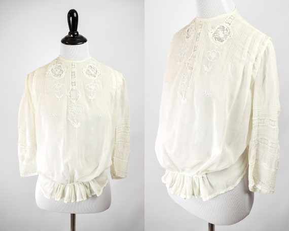 1910s Edwardian Bobbin Lace Blouse // Antique 1910