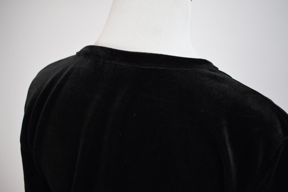 1990s Black Velour Cropped Sweatshirt // 1990s Gr… - image 8