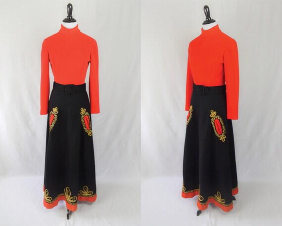 1960s Embroidered Folk Maxi Dress // 60s Bohemian
