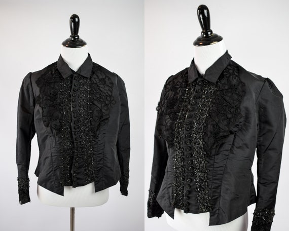 1880s Victorian Mourning Beaded Bodice // Antique