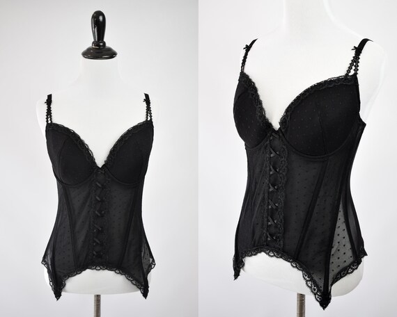 1990s Sheer Black Mesh Bustier // Vintage 1990s Me