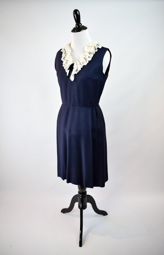 1950s Lace Collar Dress // 50s Sleeveless Day Dre… - image 3