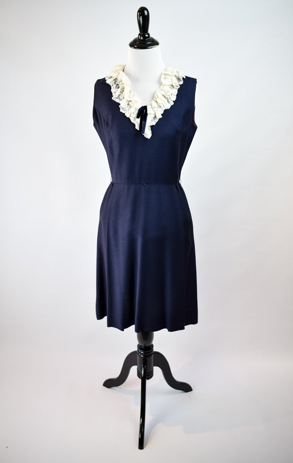 1950s Lace Collar Dress // 50s Sleeveless Day Dre… - image 2