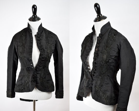 1880s Victorian Mourning Soutache Dinner Bodice Ja