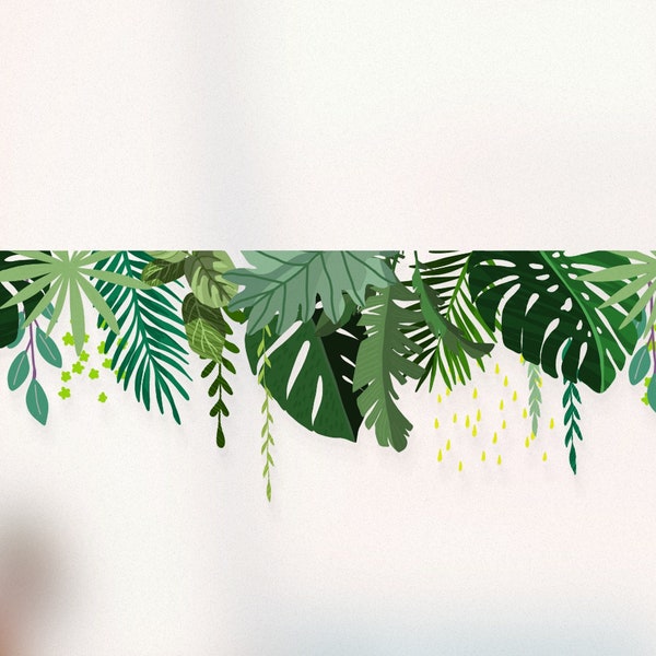 Jungle Leaves Border - Summer Foliage Window Cling Sticker