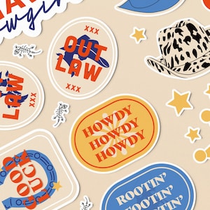 Cowboy & Western Style Laptop Sticker Pack - Planner Decals, Xmas Stocking Filler door Stickers4