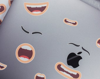 Novelty Mouth & Eyebrow Laptop Stickers - Create Your Own Expressions, Funny Stickers, Reusable Laptop Decals,