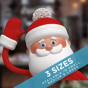 Waving Santa Claus Christmas Window Sticker - Father Christmas Xmas Window Cling Decor by Stickers4