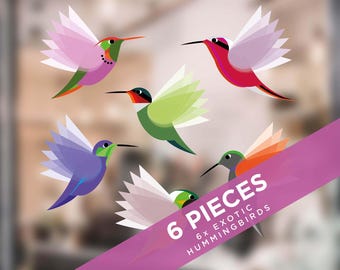 Hummingbird Window Clings: Double-Sided Static Decals, Bird Deterrent