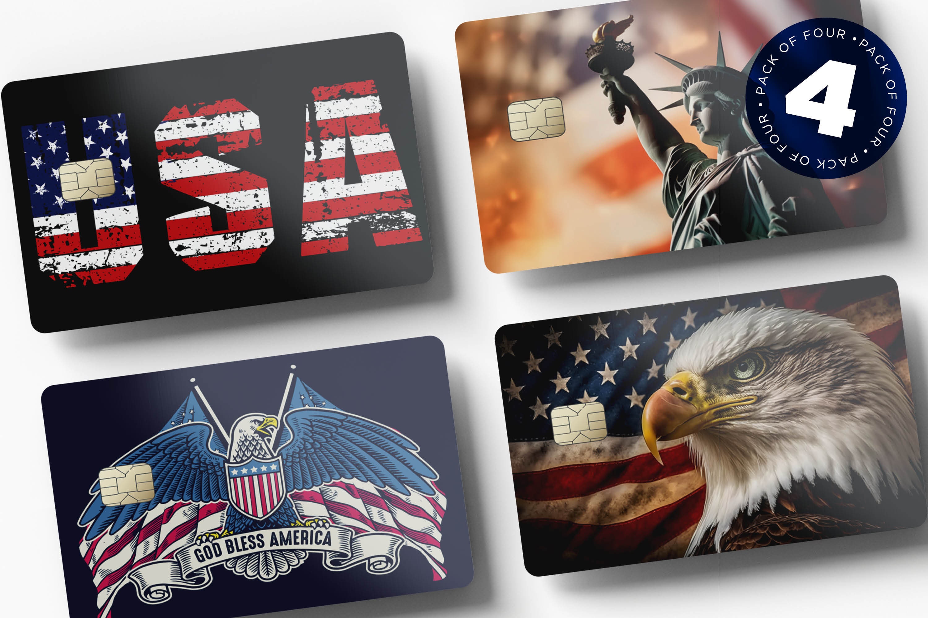 USA Credit Card Stickers: Patriotic Novelty Bank Card Skins (pack of 4) -  Etsy Israel, image size:3000x2000