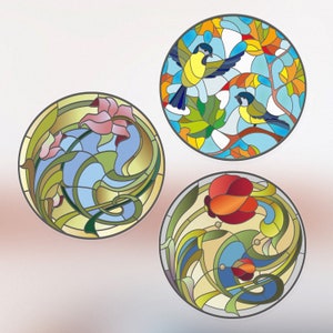 Small Stained Glass Window Stickers - Beautiful Decorative Stained Glass Suncatcher Window Stickers for Glass