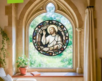 Extra-Large Stained Glass Resurrection Window Cling Sticker