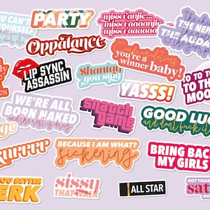 Drag Race Fan Bumper Sticker Pack, Drag Queen Quotes, MacBook Decals, RuPaul's Drag Race